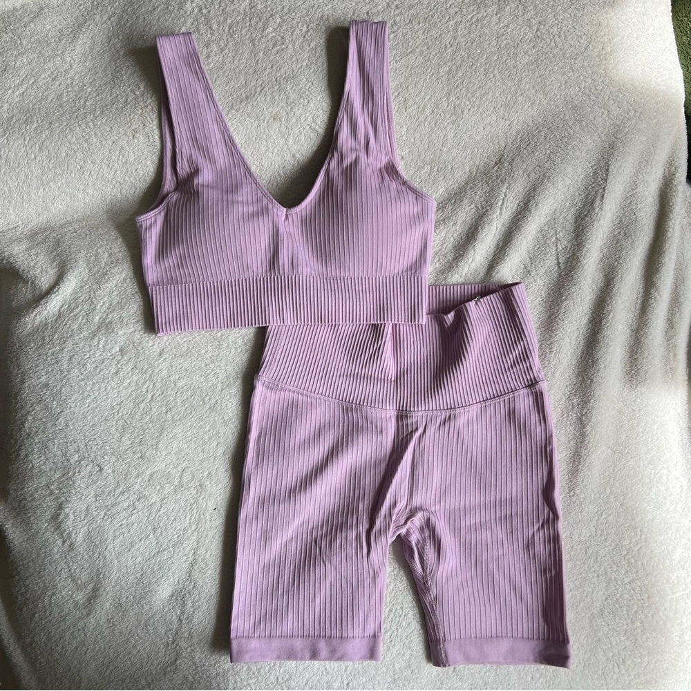 Lavender Seamless Bike Shorts Set